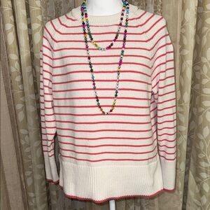 a new day Pink and Cream Striped Sweater